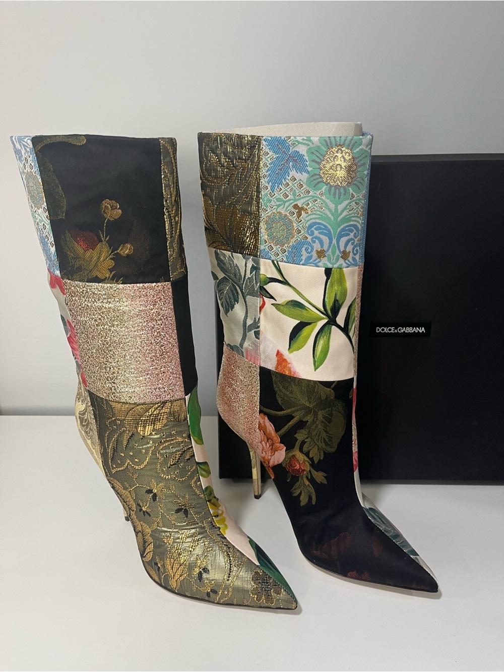 Dolce & Gabanna Patchwork di Sicilia Boots NIB - Picture 5 of 11